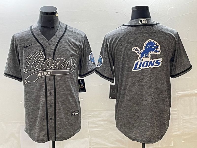 Men Detroit Lions Blank Grey Nike 2023 Co Branding Game NFL Jersey style 2